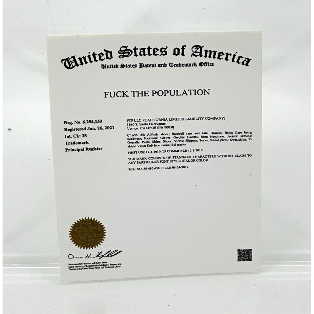 FTP United States of America Sticker Trademark 2021 #6,254,150